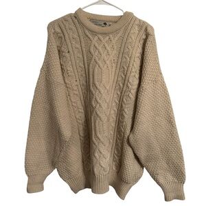 Country Collection Ireland Men’s XXL Cream Wool Sweater 100% Pure Wool